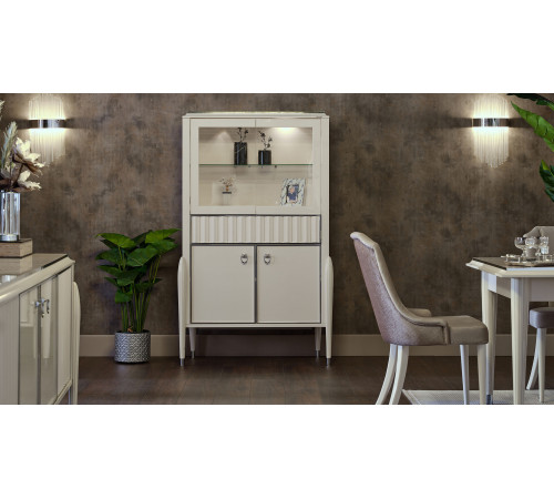 Двухдверная витрина для посуды Gravita (Гравита) GRAV-13 слоновая кость