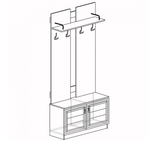 Вешалка с тумбой для прихожей Лира 58 светлая